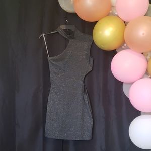 * Mystic brand black sleeveless cocktail dress with cutout side